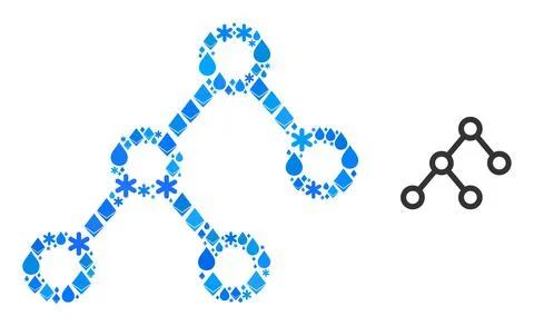 Ice Blue Water Mosaic Binary Connections Icon Stock Illustration