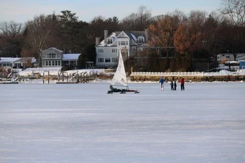 Ice Boating and Other Fun on the Frozen Navesink River, Feb 2026_12 Stock Photos