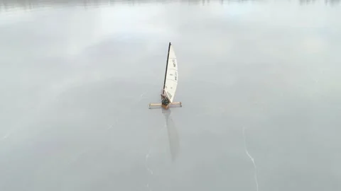 Ice Boating in NH Stock Footage 133388666
