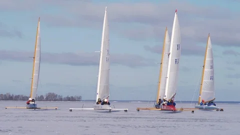 Ice-boats Stock Footage 122697603
