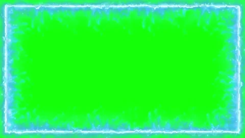Ice Border on Green Screen Background, Frosty Neon Blue Glowing Frame Chroma Key Stock Footage 338174571