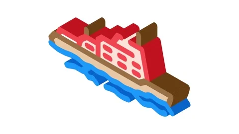 Ice breaking ships isometric icon animation Stock Footage 327290498