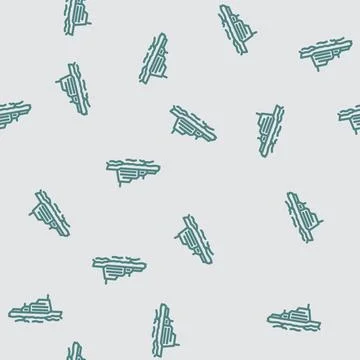 Ice breaking ships line vector seamless pattern Stock Illustration