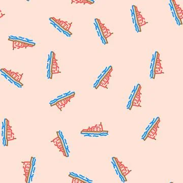 Ice breaking ships vector seamless pattern Stock Illustration