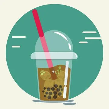 Ice bubble milk tea with ice cubes vector illustration Stock Illustration