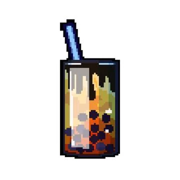 Ice bubble tea pixel art vector illustration Stock Illustration