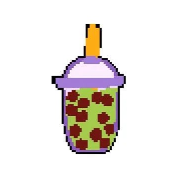 Ice bubble tea pixel art vector illustration Stock Illustration