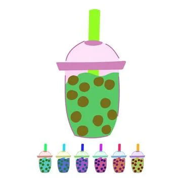 Ice bubble tea vector cartoon graphic Stock Illustration