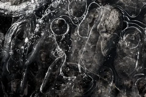 Ice bubbles and patterns Foto stock