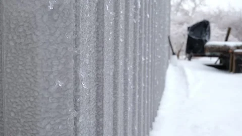 Ice Build Up on Metal Siding of a Barn in Northern Michigan During Ice Storm of Video stock 332505834