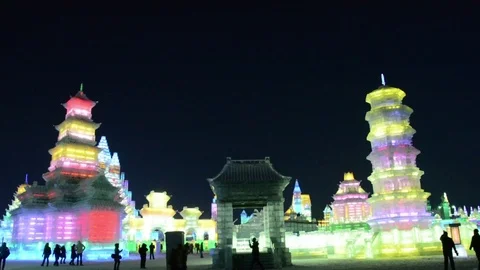 Ice building in Harbin Ice and Snow World Видео 85238064