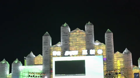 Ice building in Harbin Ice and Snow World Vídeo Stock 85774528