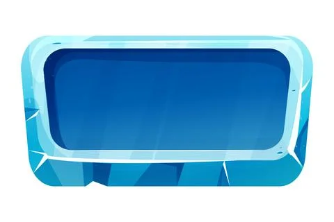 Ice button, frozen frame, level menu in cartoon style isolated on white 스톡 일러스트