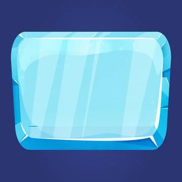 Ice button, frozen frame, level menu in cartoon style isolated on white 스톡 일러스트