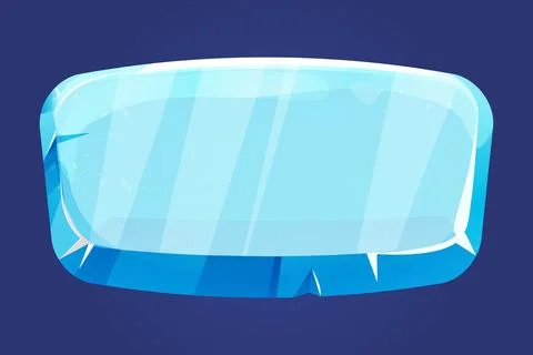 Ice button, frozen frame, level menu in cartoon style isolated on white 스톡 일러스트