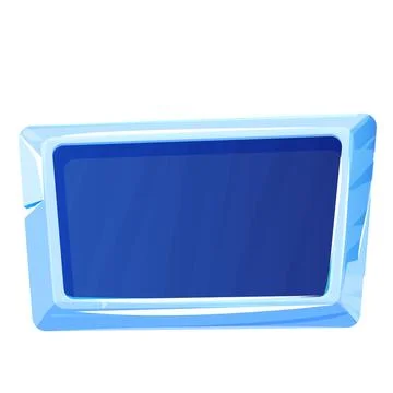 Ice button, frozen frame, level menu in cartoon style isolated on white 스톡 일러스트