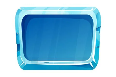 Ice button, frozen frame, level menu in cartoon style isolated on white 스톡 일러스트