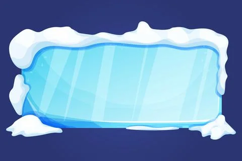 Ice button, frozen frame with snow, level menu in cartoon style isolated on 库存插图