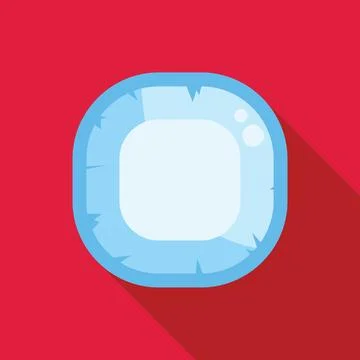 Ice button for game interface with long shadow on red background 스톡 일러스트