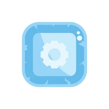 Ice button with gear showing configuration or settings in videogame interface Stock Illustration