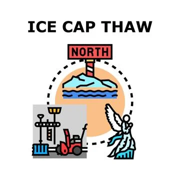 Ice cap thawing and global climate change concept Stock Illustration