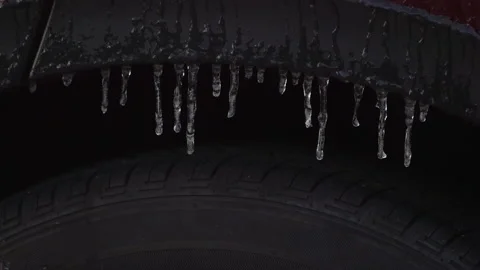 Ice on car during winter storm Stock Footage 148594327