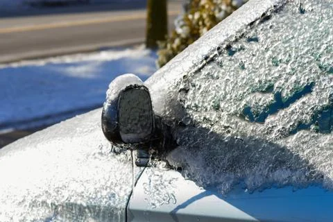 Ice on the car mirror Stock Photos