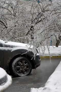 Ice on car Foto stock