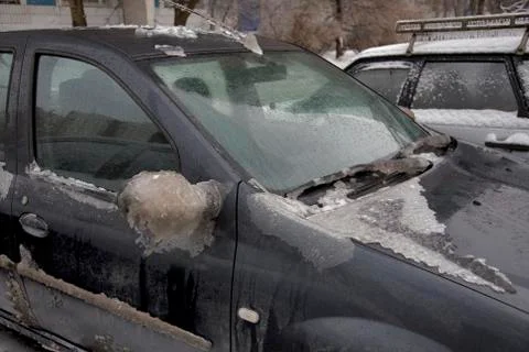 Ice on car Foto stock