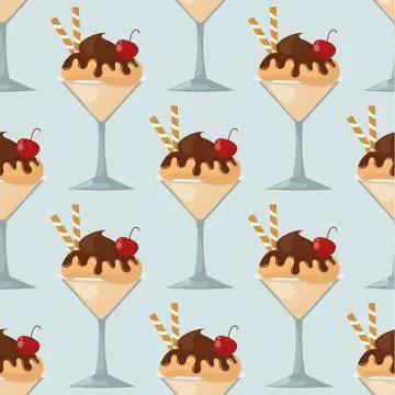 Ice cartoon seamless pattern background colorful cream dessert vector Stock Illustration
