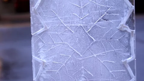 Ice Carving Snowflake Pattern Chainsaw Design Slider Push In Stockbeeldmateriaal 347969456