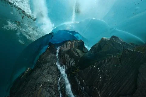 Ice cave in alaska Stock Photos