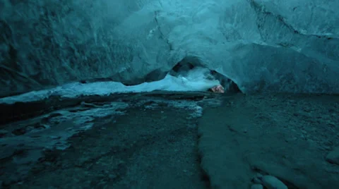 Ice cave "Crystal Cave" glide through in Skaftafell, Iceland Stock Footage 36171982
