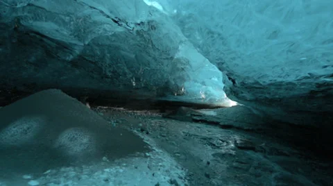 Ice cave "Crystal Cave" glide through in Skaftafell, Iceland Video stock 36172117