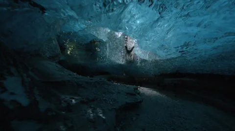 Ice cave "Crystal Cave" glide through in Skaftafell, Iceland Video stock 36172160