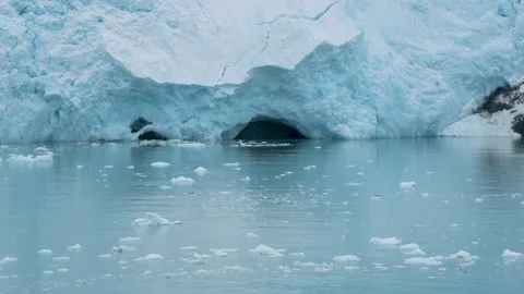 Ice Cave Glacier Floating Sea Ice Admiralty Bay Antarctica Cruise Serene Stock Footage 277920346