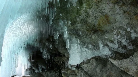 Ice cave. Icicle close up 스톡 동영상 42850564