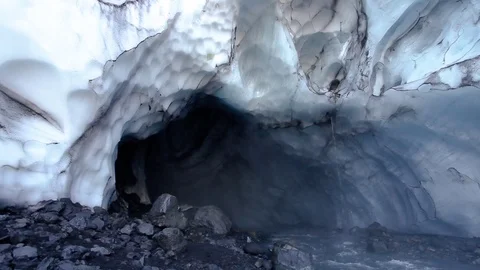 Ice cave with the river Video stock 84678930