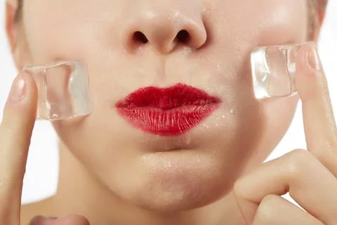 Ice on cheeks Stockfoto's