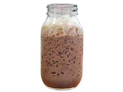 Ice chocolate in bottle. isolate white background. ice cocao Stock Photos
