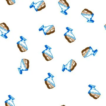Ice chocolate isometric icon seamless pattern Stock Illustration