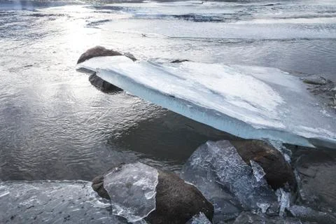 Ice chunk melting Stock Photos