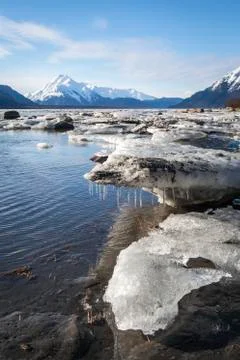 Ice chunks in the Chilkat Estuary Stock Photos