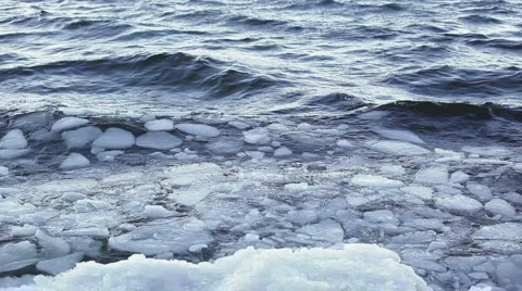 Ice chunks floating in lake 4 Stock Footage 2167827