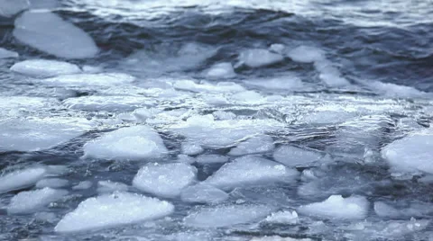 Ice Chunks Floating in Lake_2 Stock Footage 2170749
