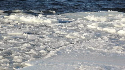 Ice chunks in lake 1 Stock Footage 2300407