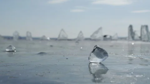 Ice chunks from Lake Baikal Stock Footage 334554613
