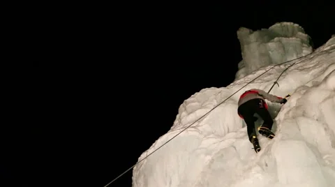 Ice climbing Stock Footage 49003148