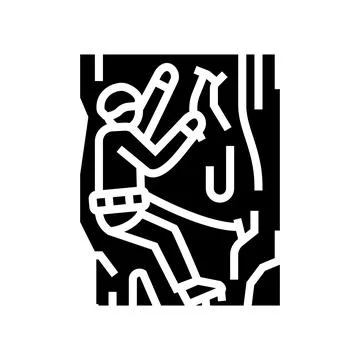 Ice climbing glyph icon vector illustration Stock Illustration