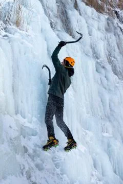 Ice climing Stock Photos